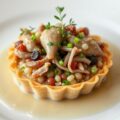 Taartje van couscous en peulvruchten met konijnenb