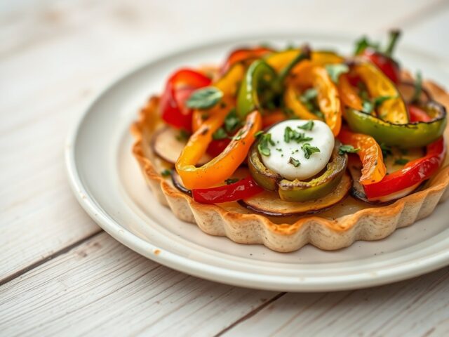 Taartje van paprika met geitenkaas