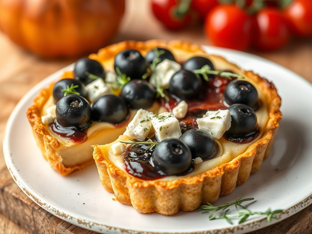 Taartje van Port salut en gorgonzola, AI-gegenereerde illustratie