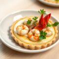 Taartje van rosevalpuree met scampi en truffelcrèm