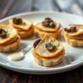 Taartjes met ganzenlever en eekhoorntjesbrood