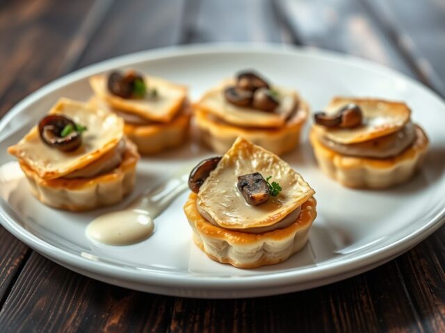 Taartjes met ganzenlever en eekhoorntjesbrood