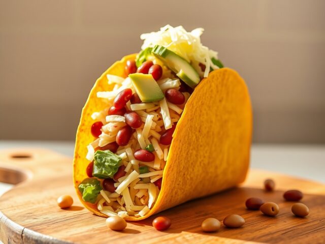 Tacoschelp gevuld met salade