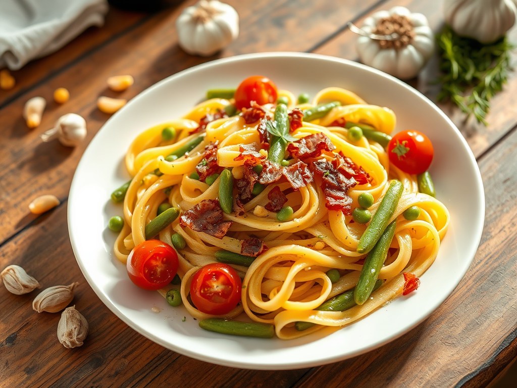 Tagliatella voor Spek en Bonen, AI-gegenereerde illustratie