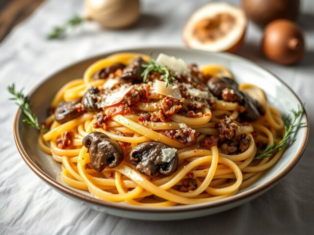 Tagliatelle al ragú di coniglio — AI-gegenereerde illustratie