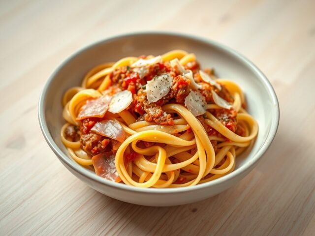 Tagliatelle bolognes met parmaham