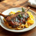 Tagliatelle en konijnenbout met leffe en rozemarijn