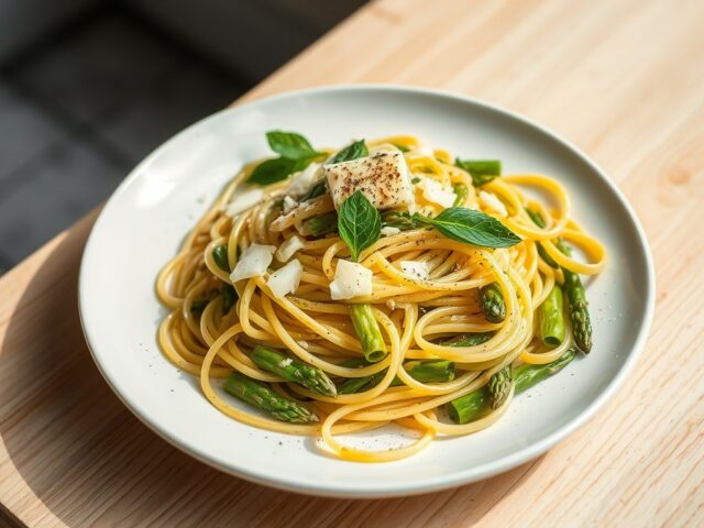 Tagliatelle met aspergetips