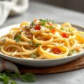 Tagliatelle met Chinese kool,room en kaas