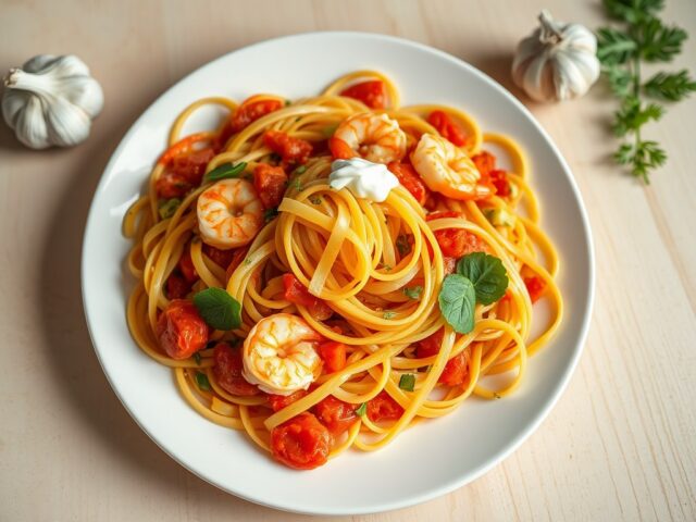 Tagliatelle met garnalen