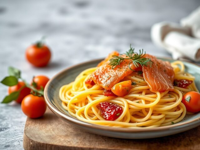 Tagliatelle met gerookte zalm