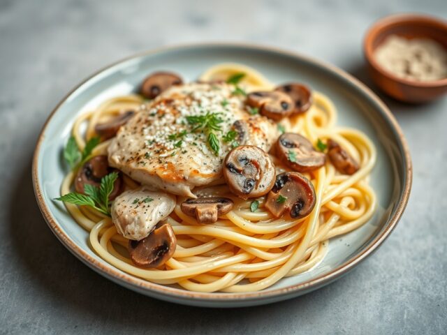 Tagliatelle met kip — AI-gegenereerde illustratie