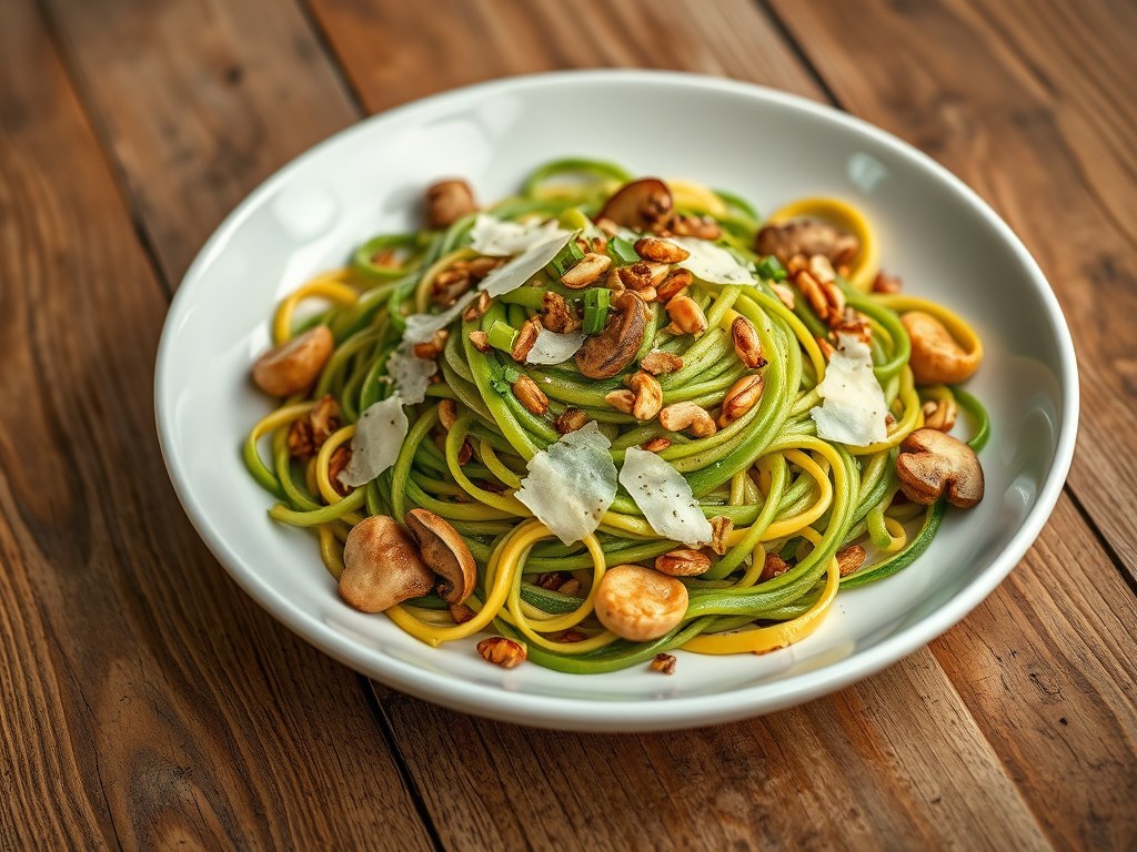 Tagliatelle met paddenstoelen, AI-gegenereerde illustratie