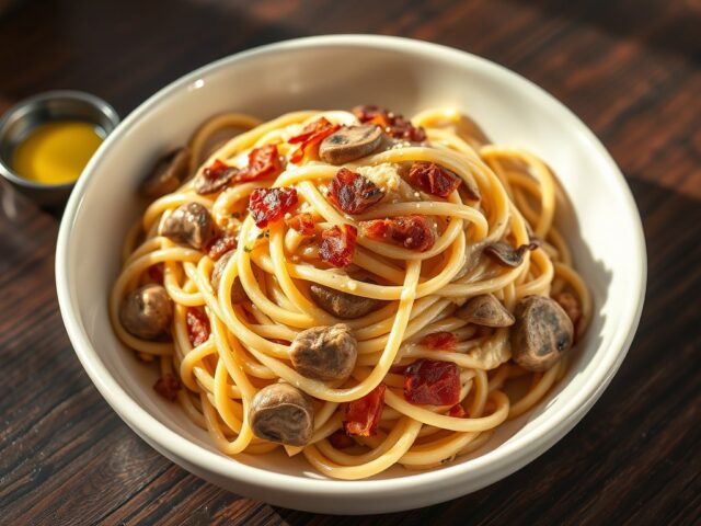 Tagliatelle met uiensaus