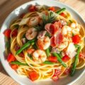 Tagliatelli met garnalen en rozemarijn