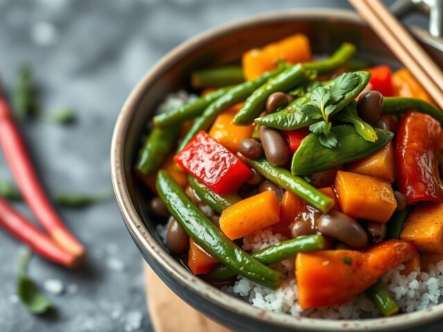 Tahoe met groenten en Chinese zwarte bonensaus — AI-gegenereerde illustratie