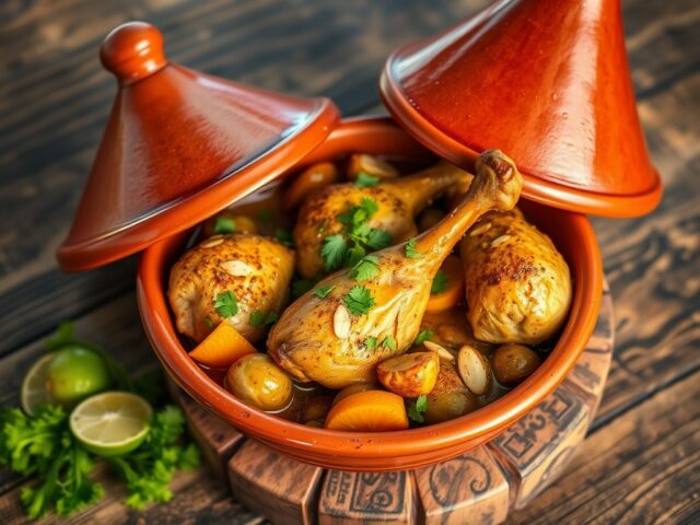Tajine van kip en spruitjes