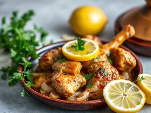 Tajine van kip met olijven en gekonfijte citroen