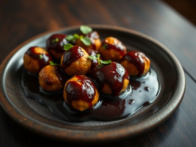 Tapas kipballetjes in pruimensaus
