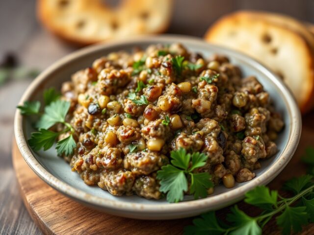 Tapenade met olijven — AI-gegenereerde illustratie