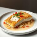 Tarbot in spaghetti van aardappel met een lichte korst