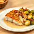 Tarbot met spruitjes, spek en mosterdsaus