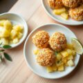 Tartaar-kokosballetjes mat ananassalade