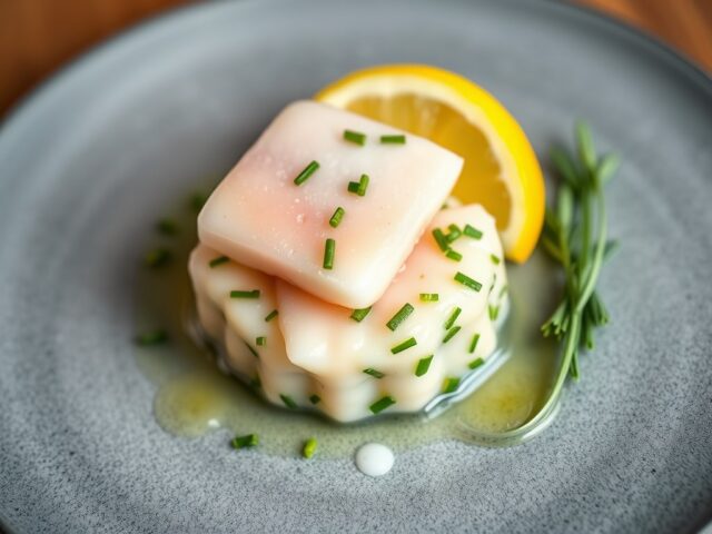 Tartaar van gemarineerde kabeljauw, bavarois van k