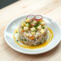 tartaartje van haring met zoete mosterdsaus