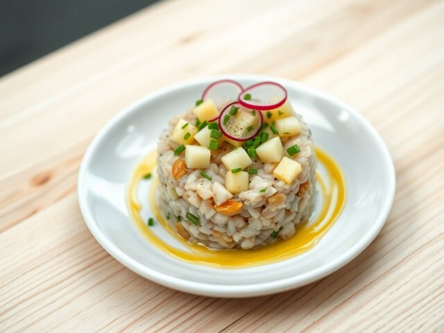 tartaartje van haring met zoete mosterdsaus