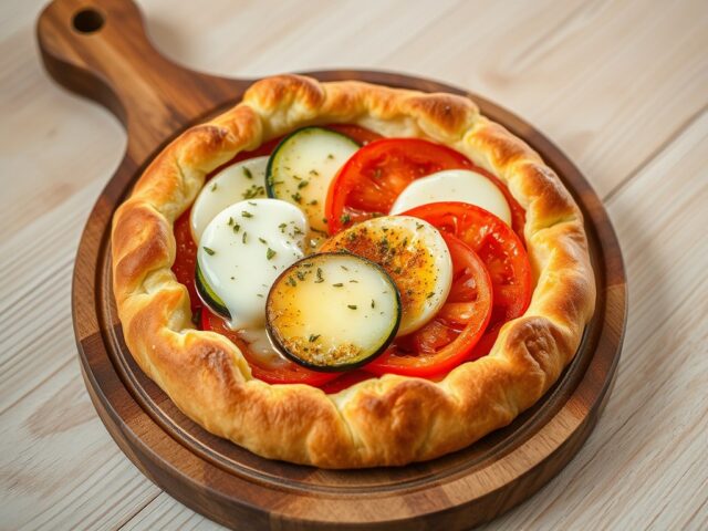 Tarte aux tomates, courgette et mozzarella