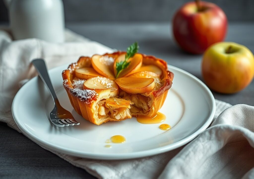 Tarte Tatin met appel en honing, AI-gegenereerde illustratie