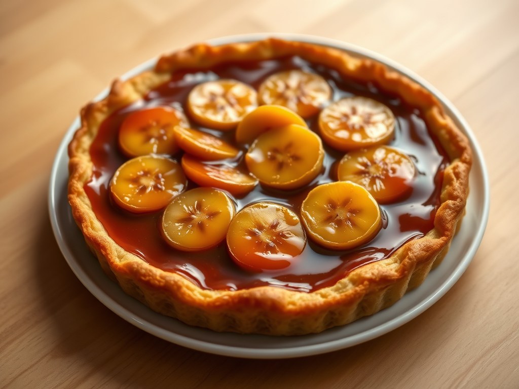 Tarte tatin met banaan, AI-gegenereerde illustratie