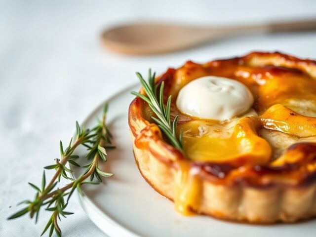 Tarte tatin van blanke stoofperen met Epoisse — AI-gegenereerde illustratie