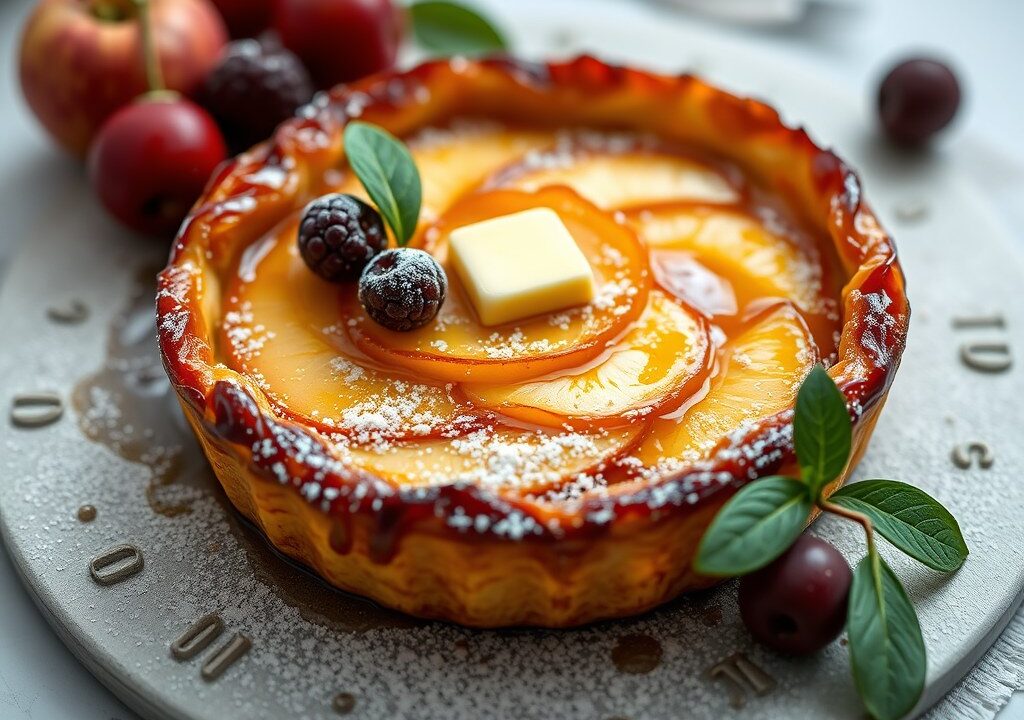 Tarte tatin van peer, AI-gegenereerde illustratie