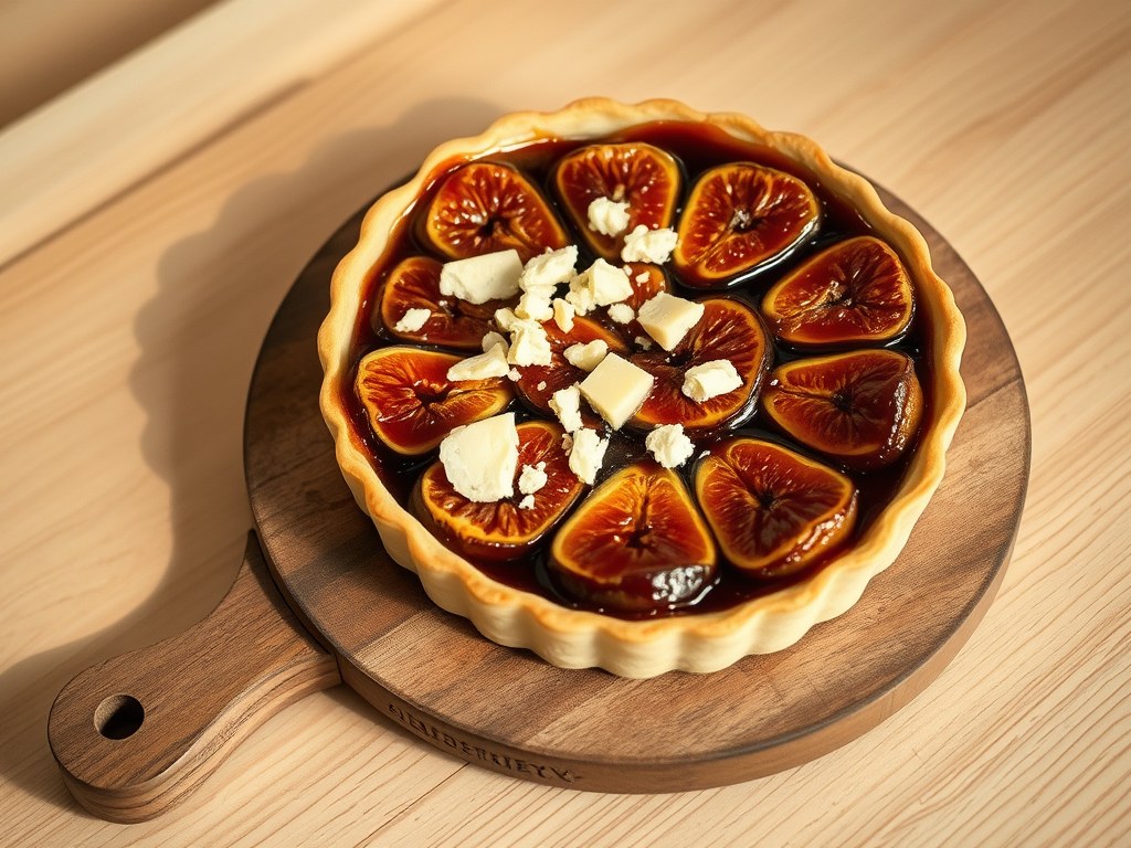 Tarte Tatin van Vijgen en Stilton, AI-gegenereerde illustratie