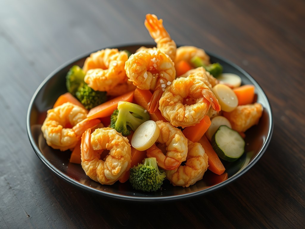 Tempura van Gamba’s en Groenten, AI-gegenereerde illustratie