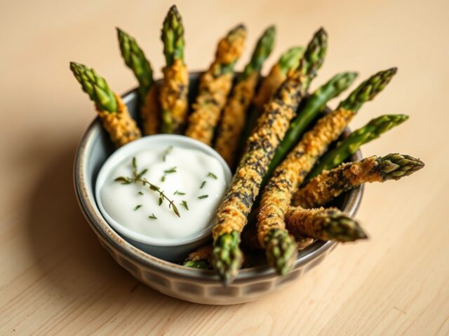 Tempura van groene asperges
