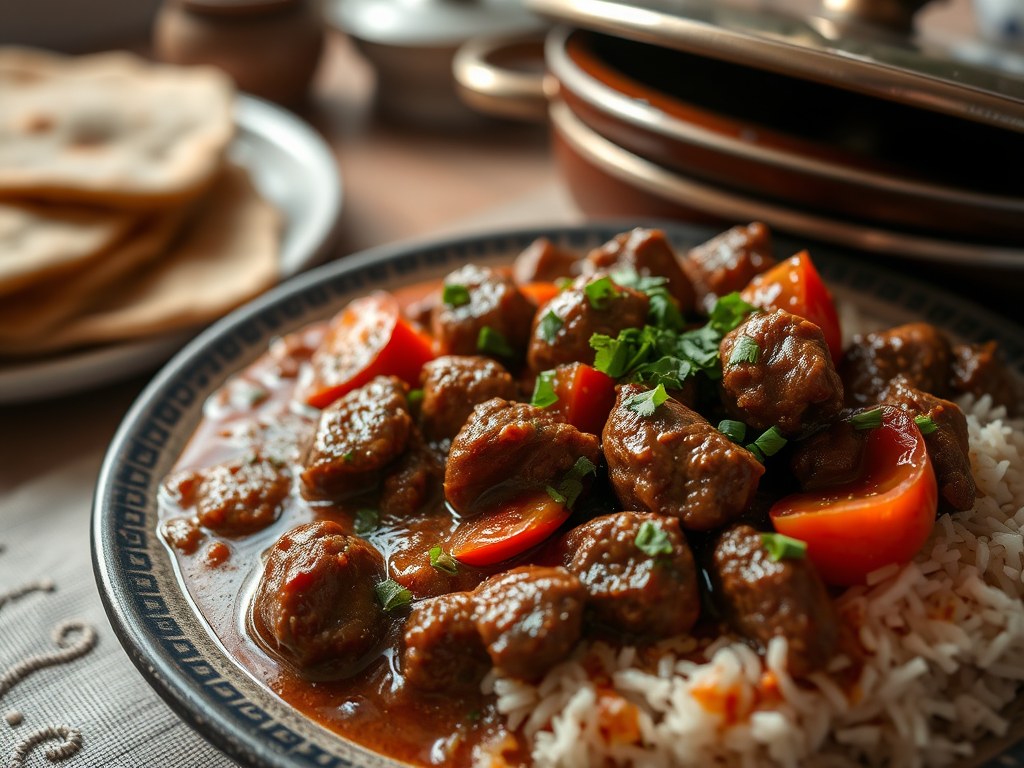 Tencere Kebabi = Vleesschotel met groenten, AI-gegenereerde illustratie