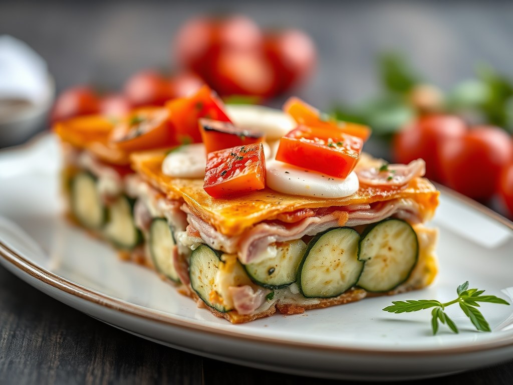 Terrine met courgette en ham, AI-gegenereerde illustratie