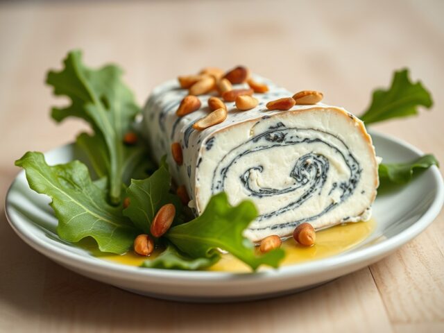 Terrine van brie en blauwkaas met pijnpitten