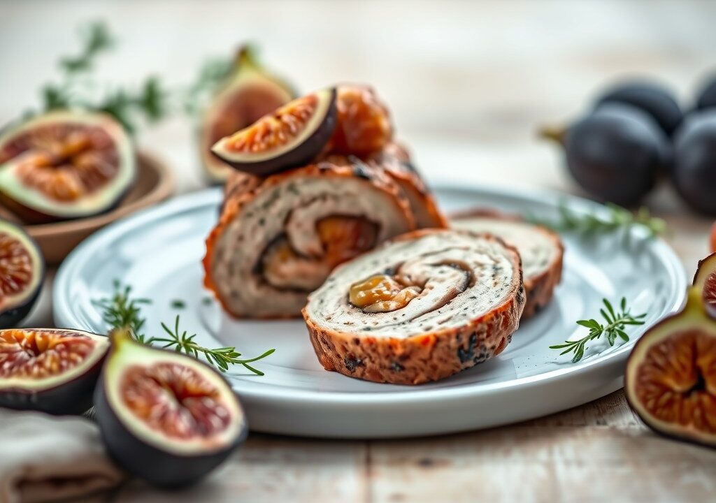 Terrine van kip met gekonfijte vijgen, AI-gegenereerde illustratie