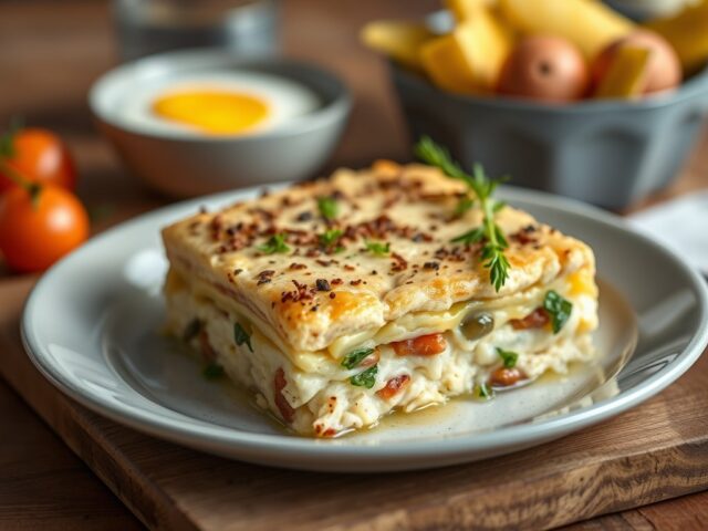 Terrine van wijting en rivierkreeftjes met kruiden — AI-gegenereerde illustratie