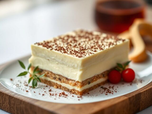 Terrine van witte en pure chocolade en kersen