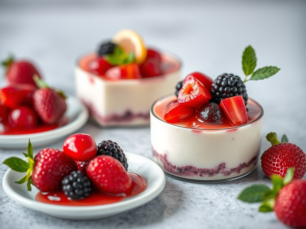 Terrines met rood fruit, AI-gegenereerde illustratie
