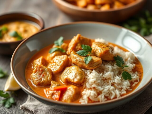Thaise curry met kip en gemberrijst