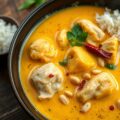 Thaise gele curry met kip en pinda’s