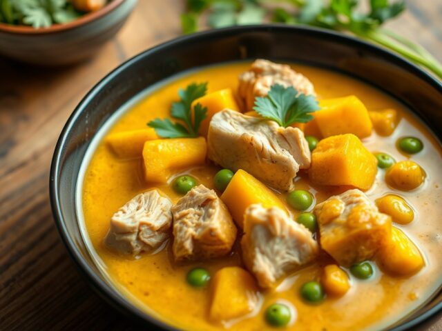 Thaise gele curry met pompoen en kalkoen