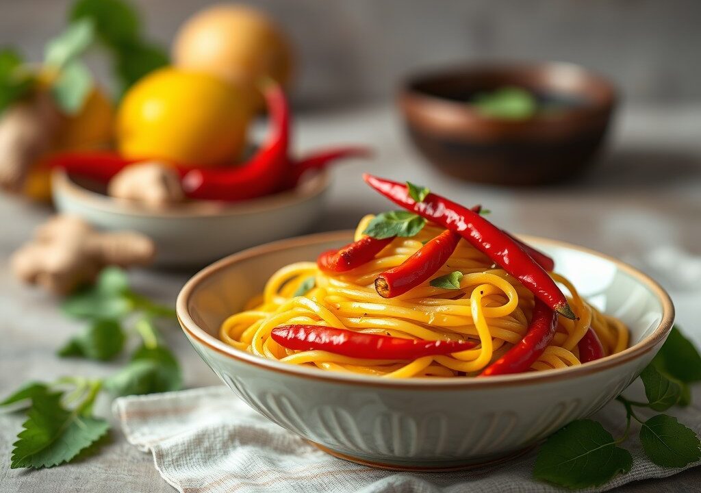 Thaise gele currypasta, AI-gegenereerde illustratie