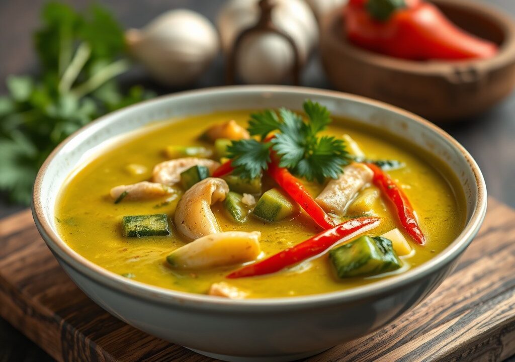 Thaise groene curry, AI-gegenereerde illustratie